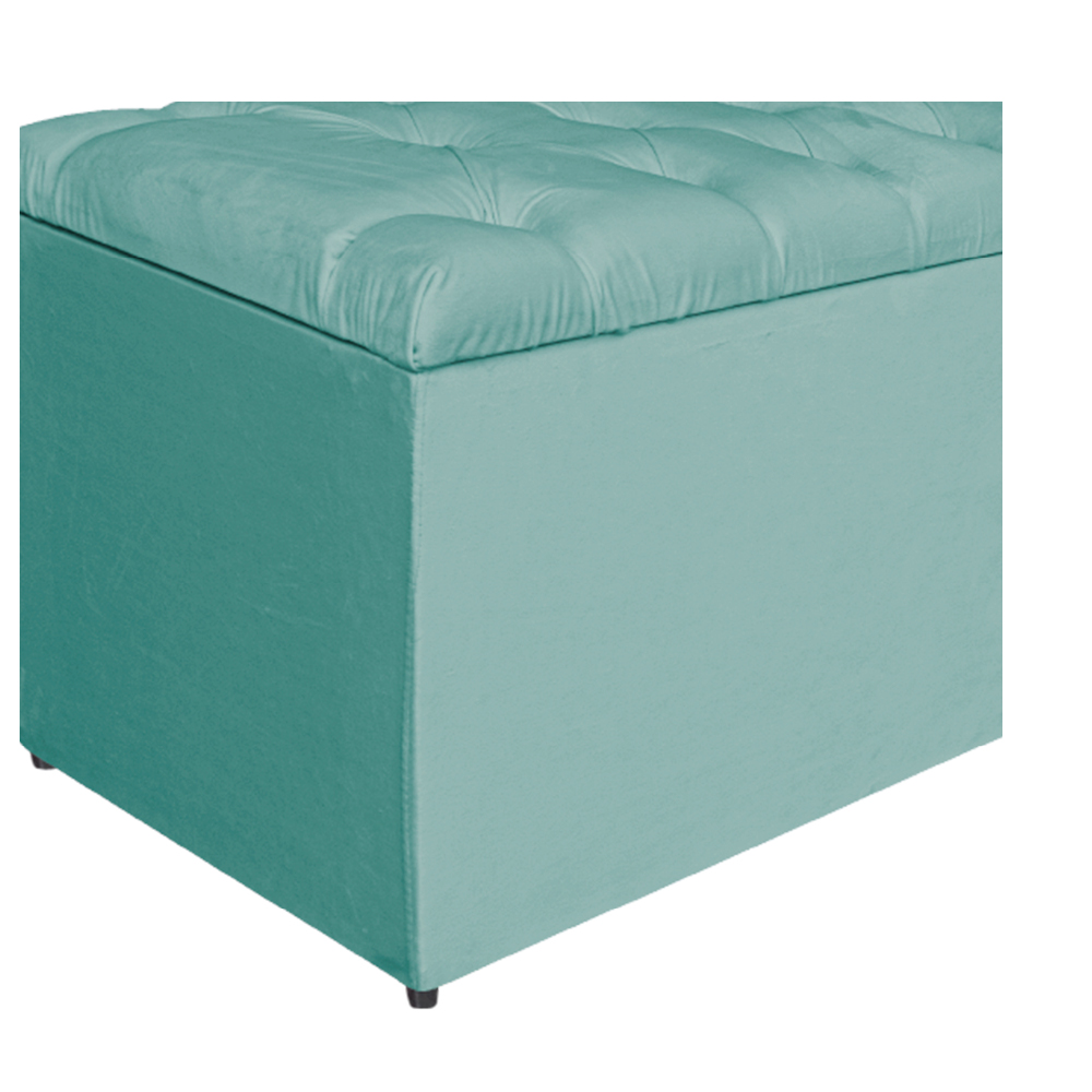 Calçadeira Estofada Liverpool 140 cm Casal Suede Azul Tiffany - Amarena Móveis