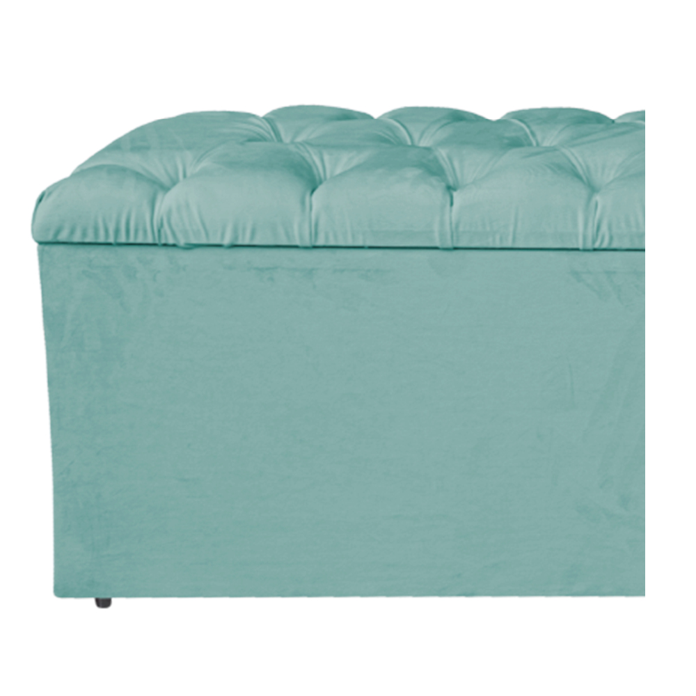 Calçadeira Estofada Liverpool 140 cm Casal Suede Azul Tiffany - Amarena Móveis