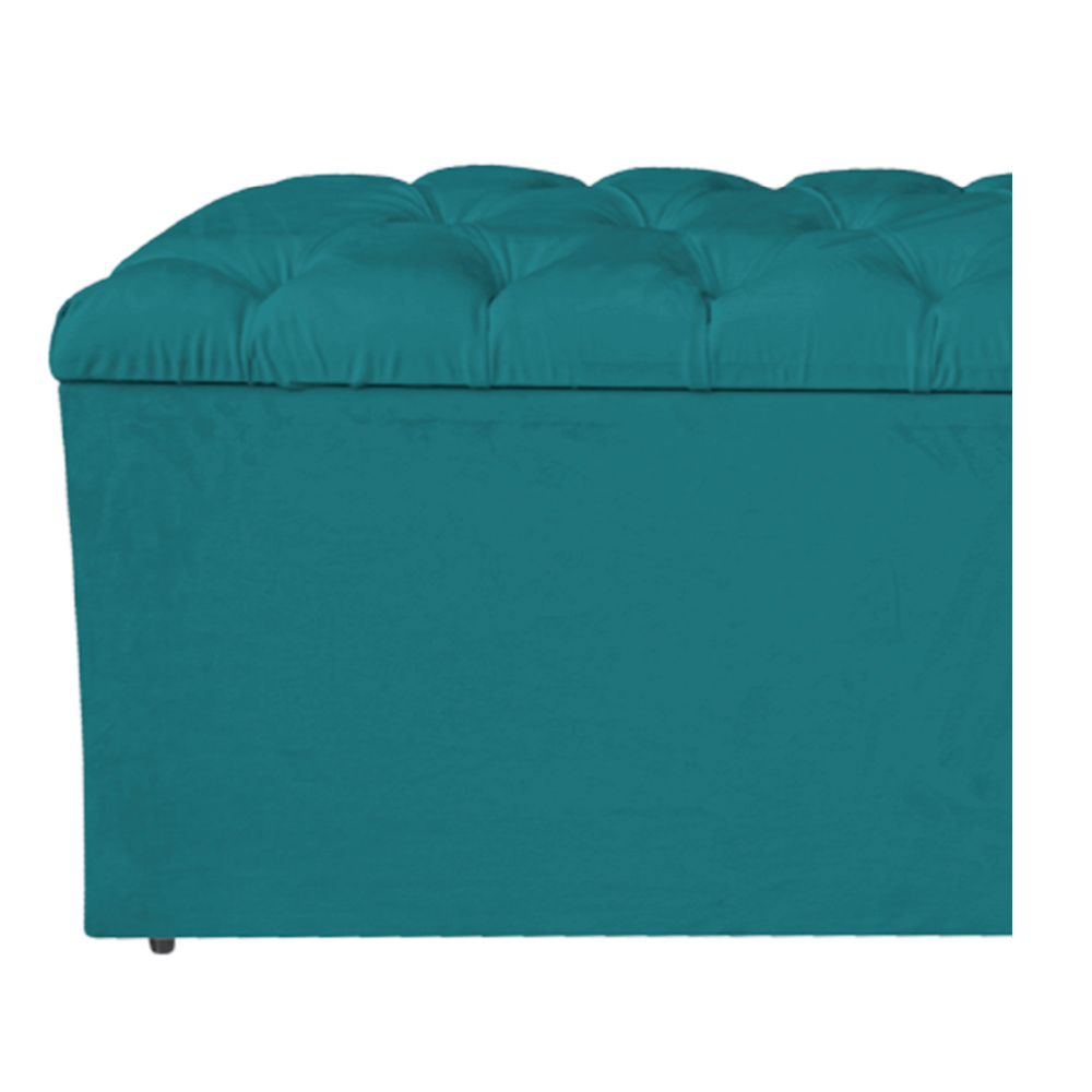 Calçadeira Estofada Liverpool 140 cm Casal Suede Azul Turquesa - Amarena Móveis