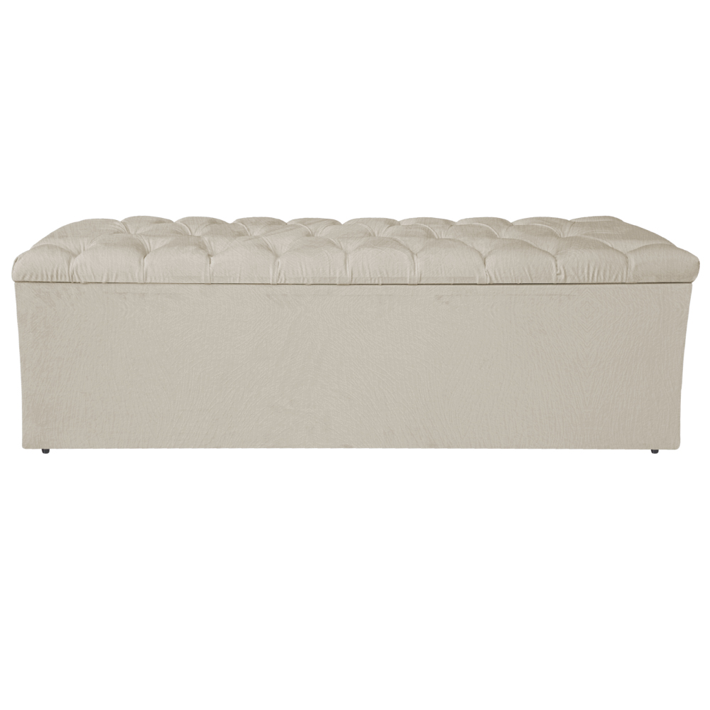 Calçadeira Estofada Liverpool 140 cm Casal Suede Bege - Amarena Móveis