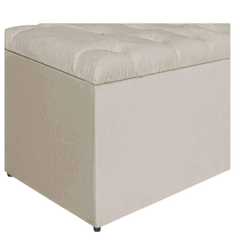 Calçadeira Estofada Liverpool 140 cm Casal Suede Bege - Amarena Móveis