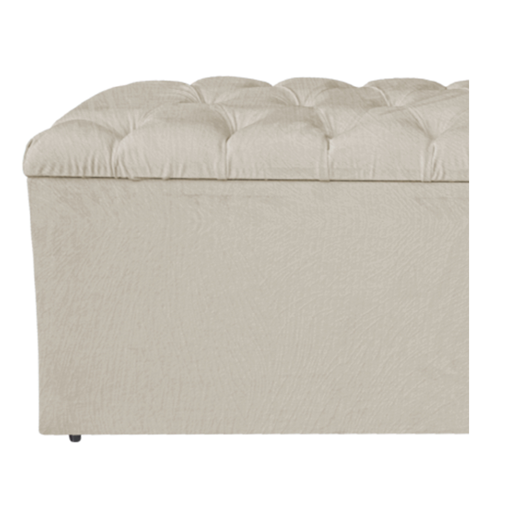 Calçadeira Estofada Liverpool 140 cm Casal Suede Bege - Amarena Móveis