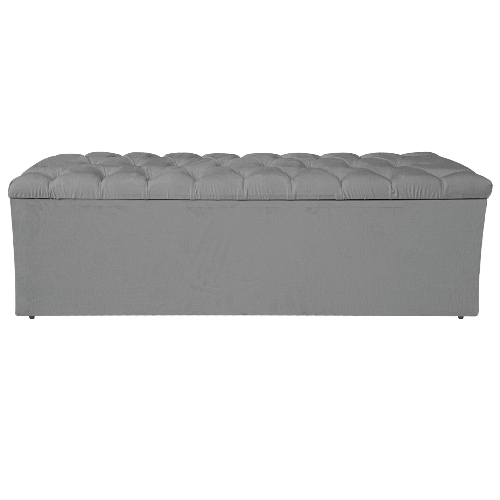 Calçadeira Estofada Liverpool 140 cm Casal Suede Cinza - Amarena Móveis