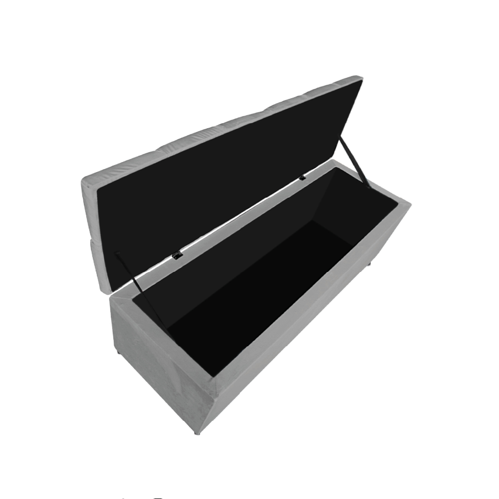 Calçadeira Estofada Liverpool 140 cm Casal Suede Cinza - Amarena Móveis