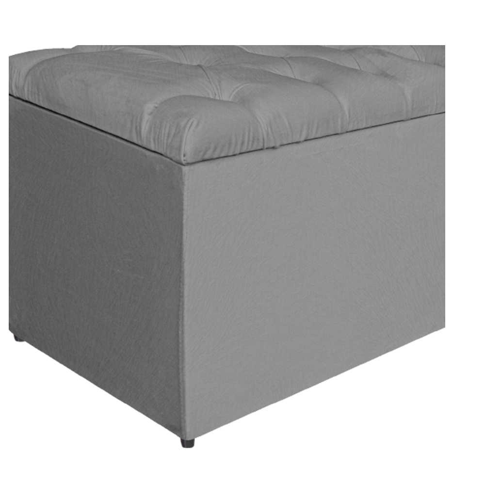Calçadeira Estofada Liverpool 140 cm Casal Suede Cinza - Amarena Móveis