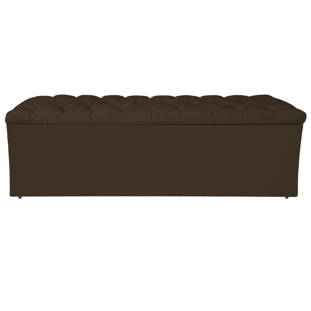 Calçadeira Estofada Liverpool 140 cm Casal Suede Marrom - Amarena Móveis