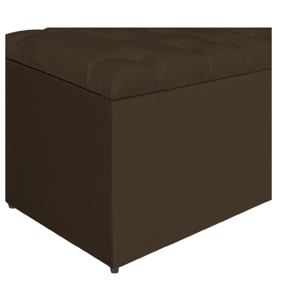 Calçadeira Estofada Liverpool 140 cm Casal Suede Marrom - Amarena Móveis