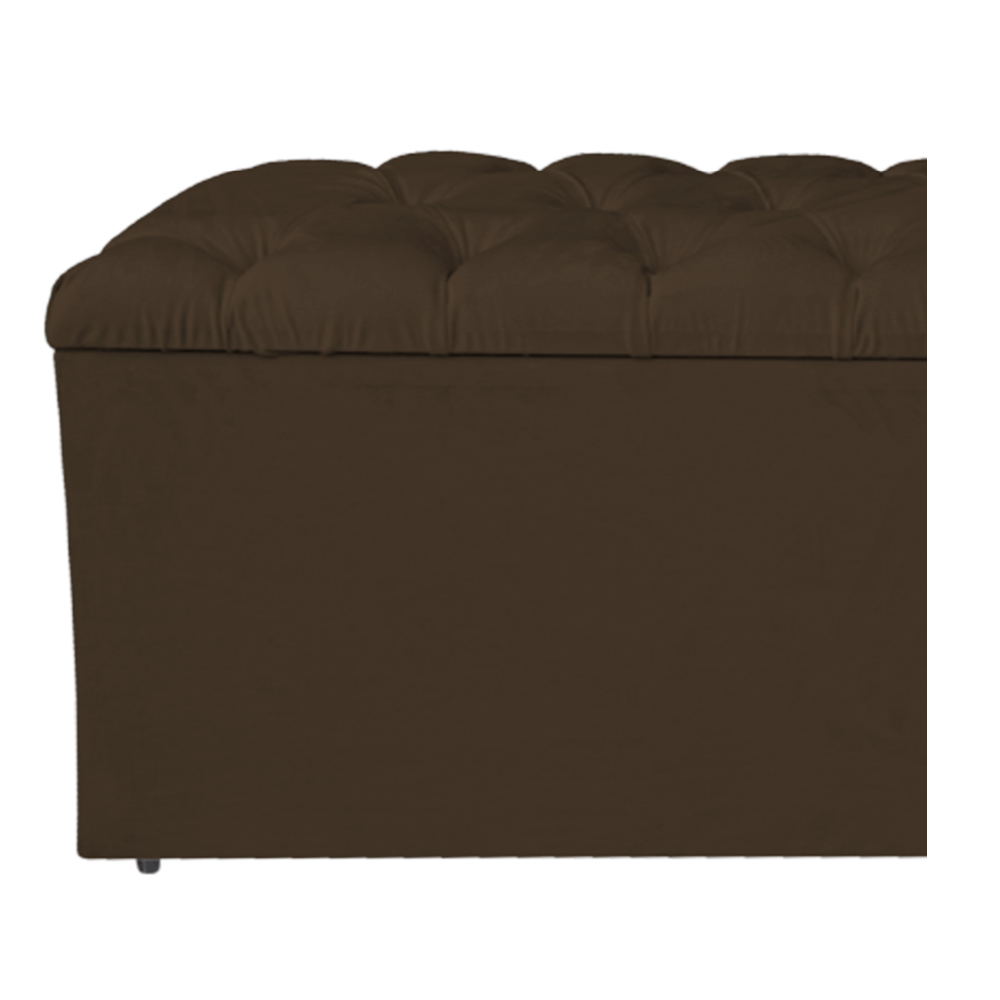 Calçadeira Estofada Liverpool 140 cm Casal Suede Marrom - Amarena Móveis