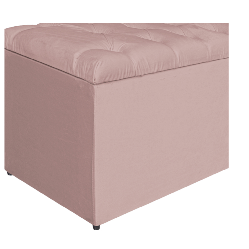 Calçadeira Estofada Liverpool 140 cm Casal Suede Rosê - Amarena Móveis