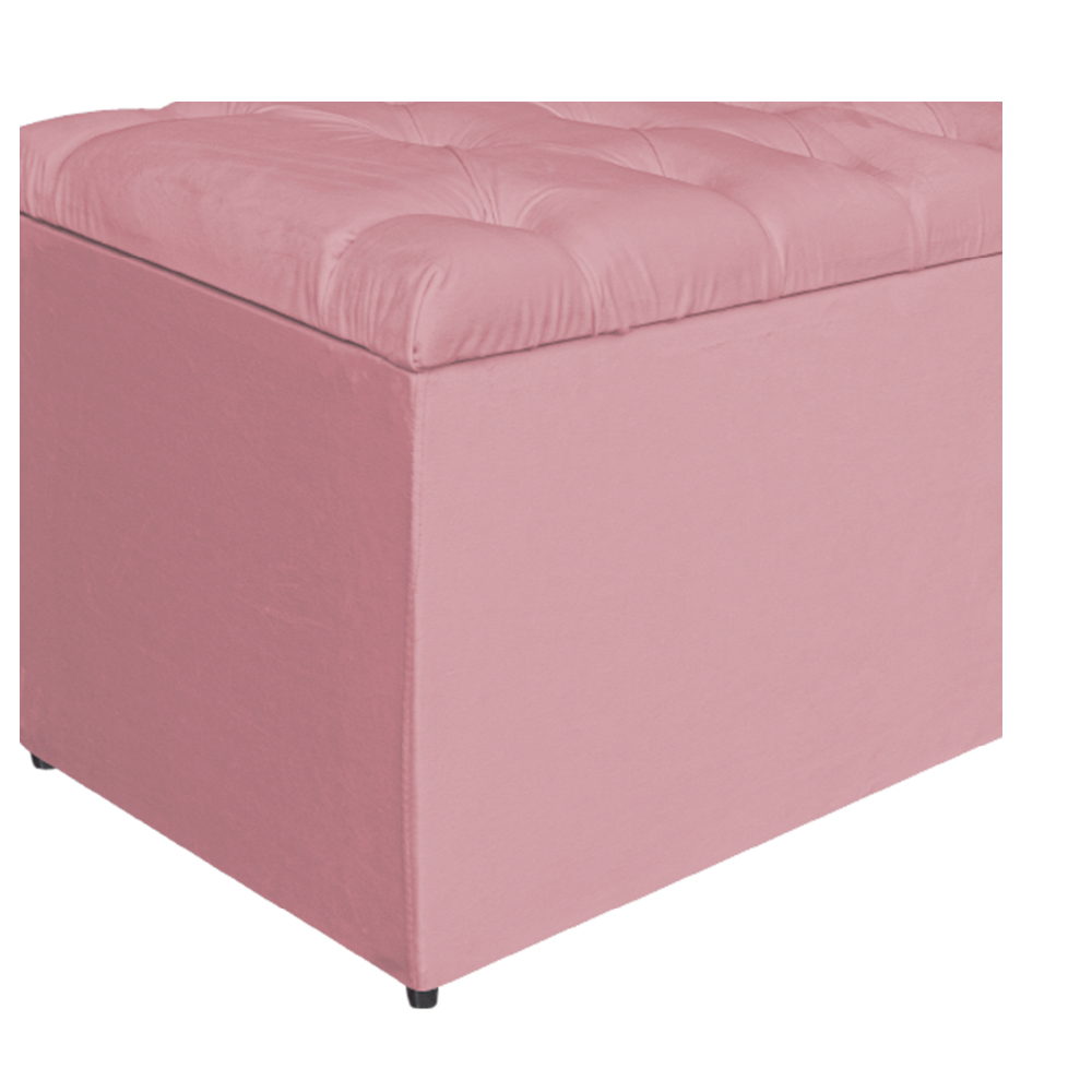 Calçadeira Estofada Liverpool 140 cm Casal Suede Rosa Bebê - Amarena Móveis