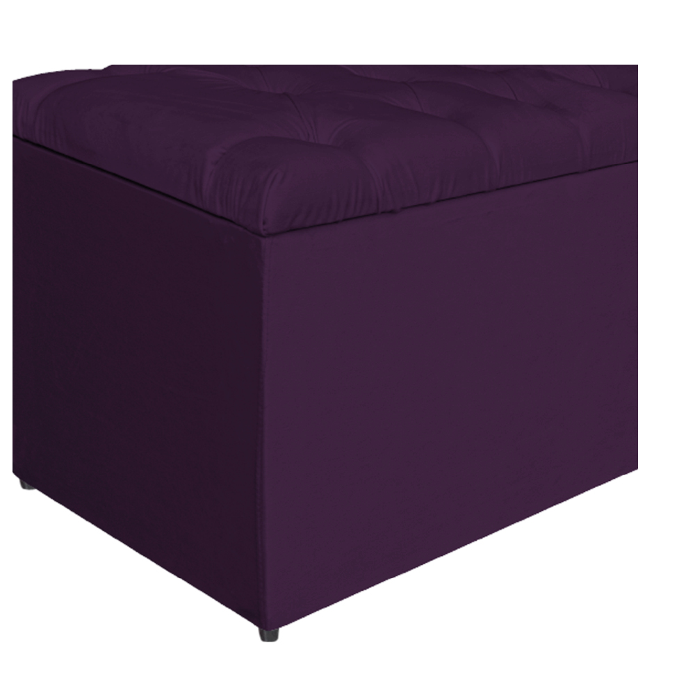 Calçadeira Estofada Liverpool 140 cm Casal Suede Roxo - Amarena Móveis