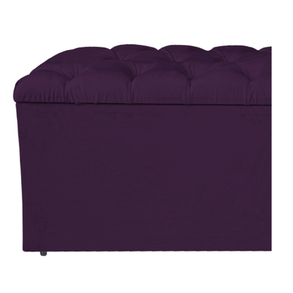 Calçadeira Estofada Liverpool 140 cm Casal Suede Roxo - Amarena Móveis