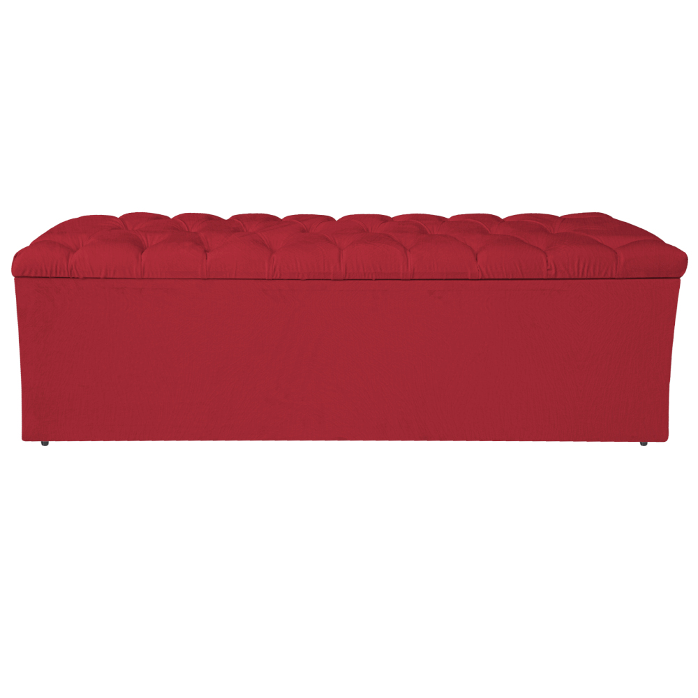 Calçadeira Estofada Liverpool 140 cm Casal Suede Vermelho - Amarena Móveis