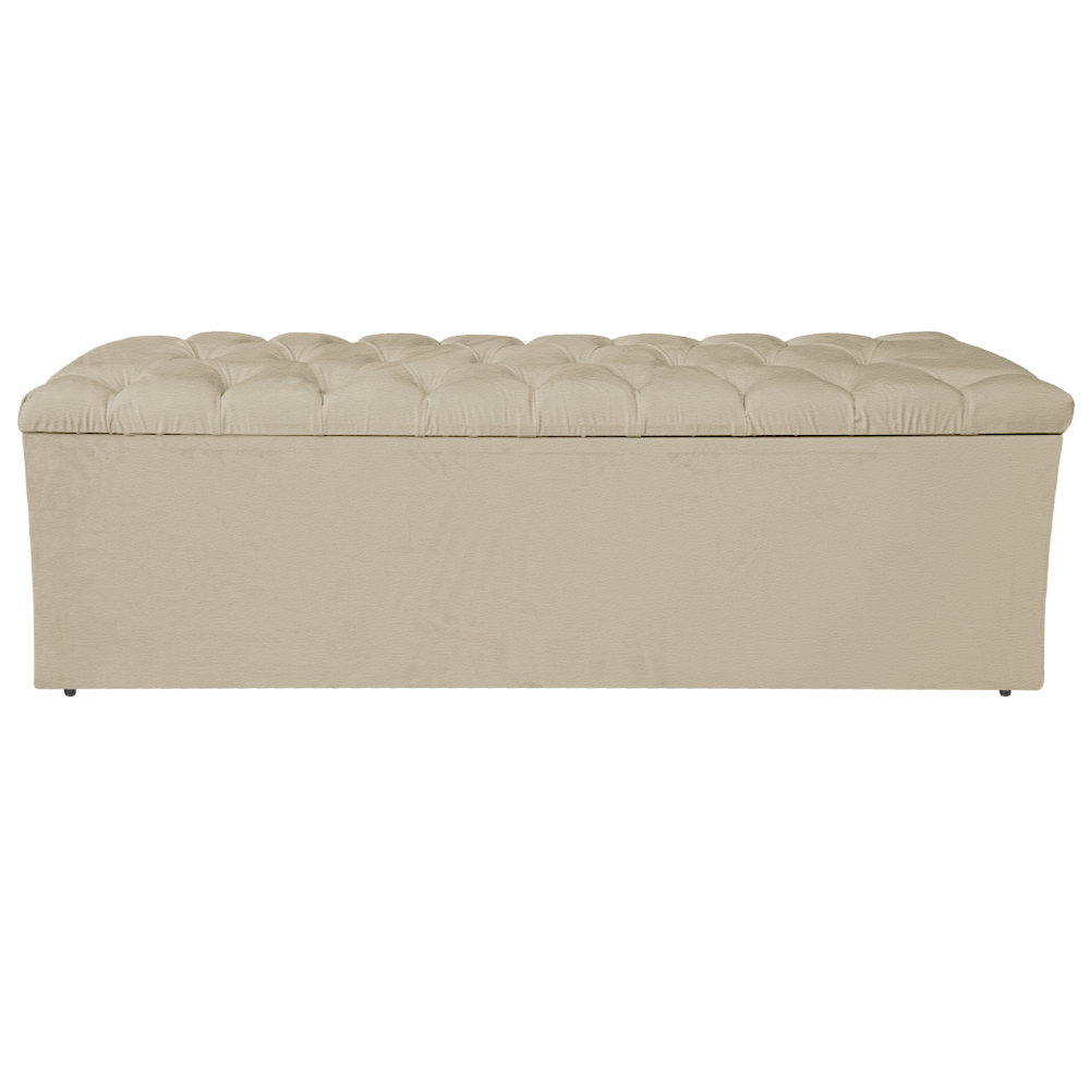 Calçadeira Estofada Liverpool 160 cm Queen Size Corano Bege - Amarena Móveis