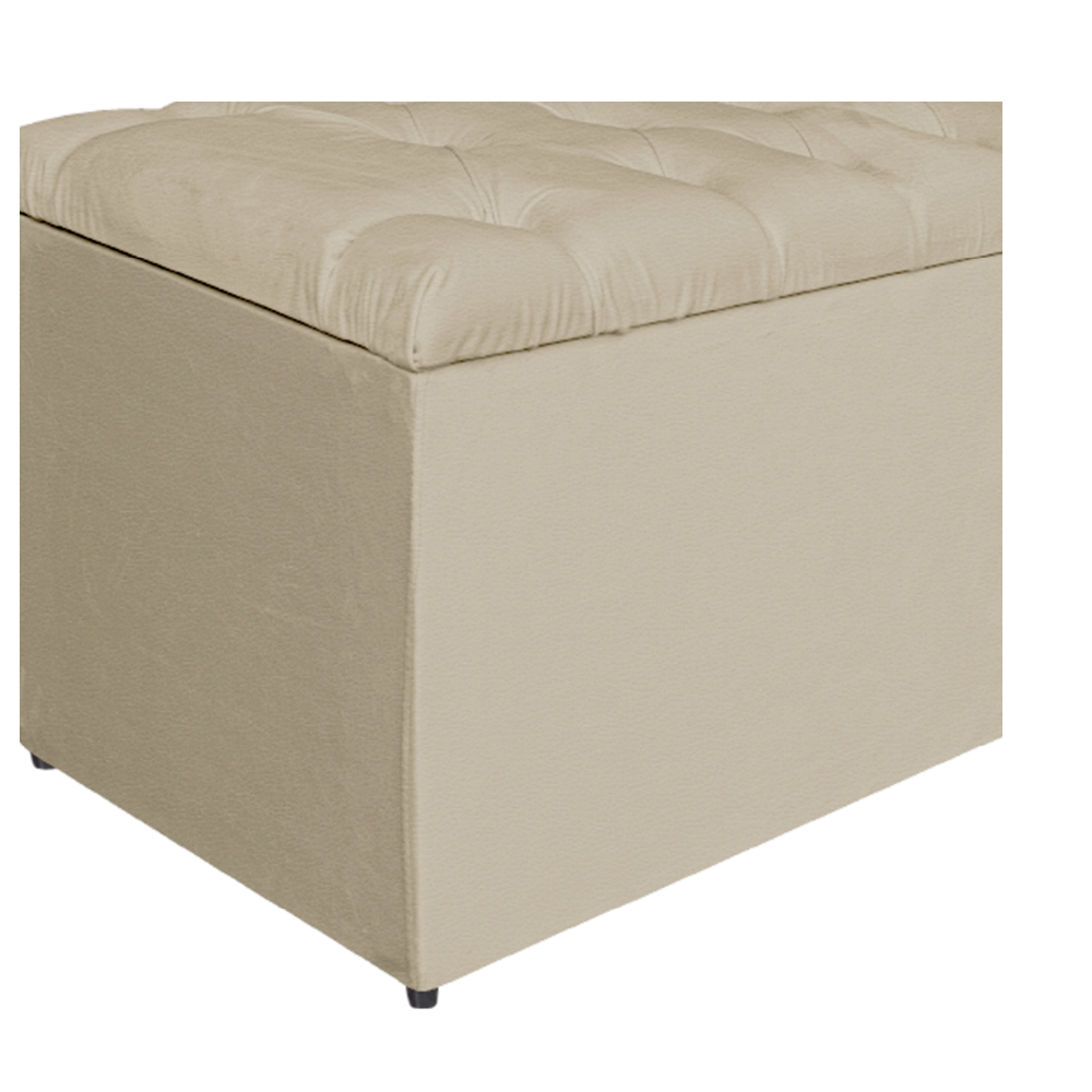 Calçadeira Estofada Liverpool 160 cm Queen Size Corano Bege - Amarena Móveis