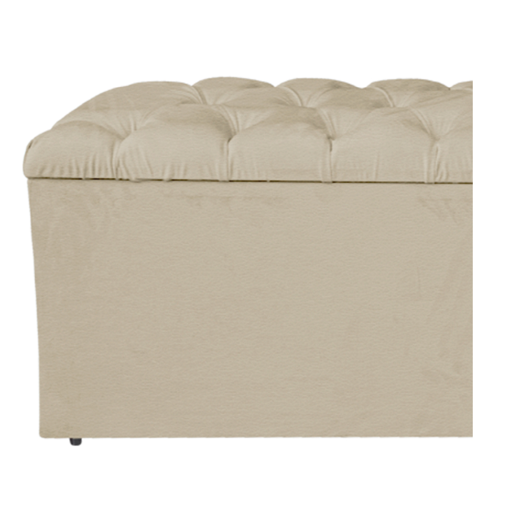 Calçadeira Estofada Liverpool 160 cm Queen Size Corano Bege - Amarena Móveis