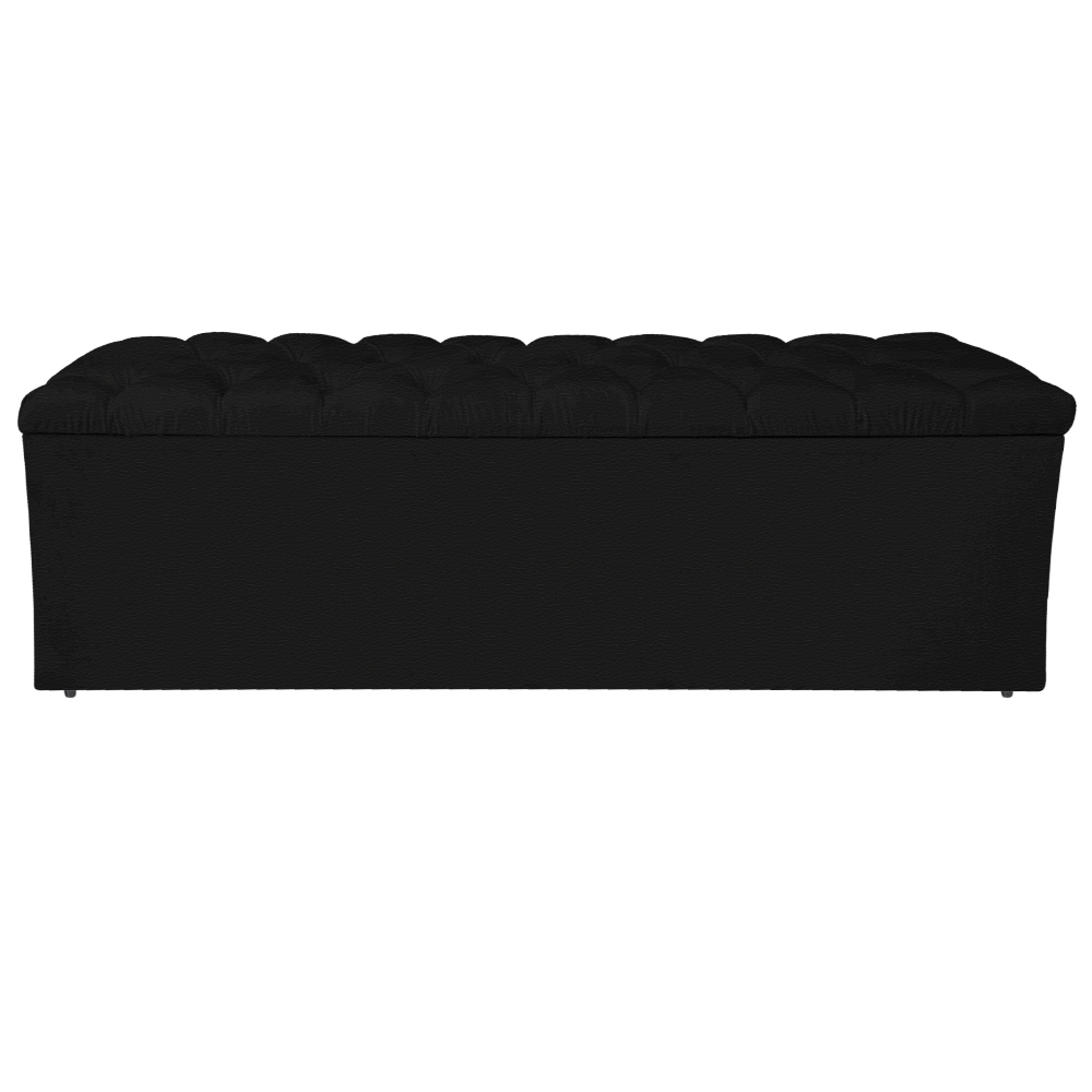 Calçadeira Estofada Liverpool 160 cm Queen Size Corano Preto - Amarena Móveis