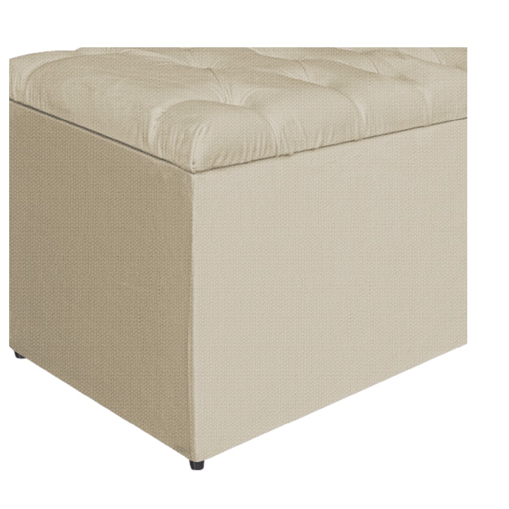 Calçadeira Estofada Liverpool 160 cm Queen Size Linho Bege - Amarena Móveis