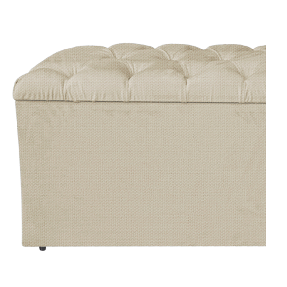 Calçadeira Estofada Liverpool 160 cm Queen Size Linho Bege - Amarena Móveis