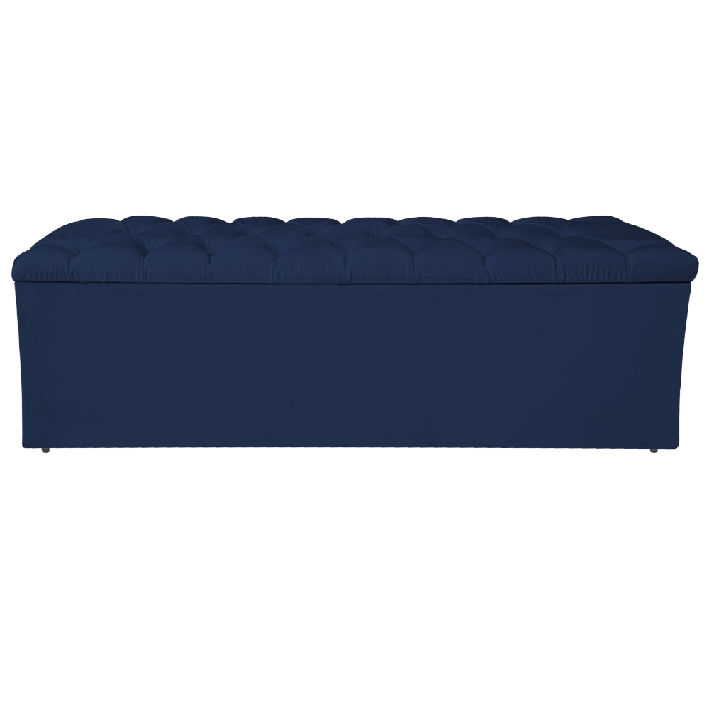 Calçadeira Estofada Liverpool 160 cm Queen Size Suede Azul Marinho - Amarena Móveis