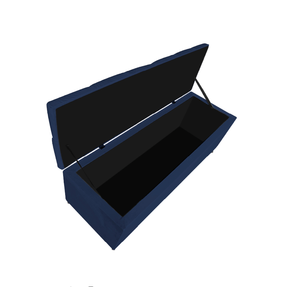 Calçadeira Estofada Liverpool 160 cm Queen Size Suede Azul Marinho - Amarena Móveis