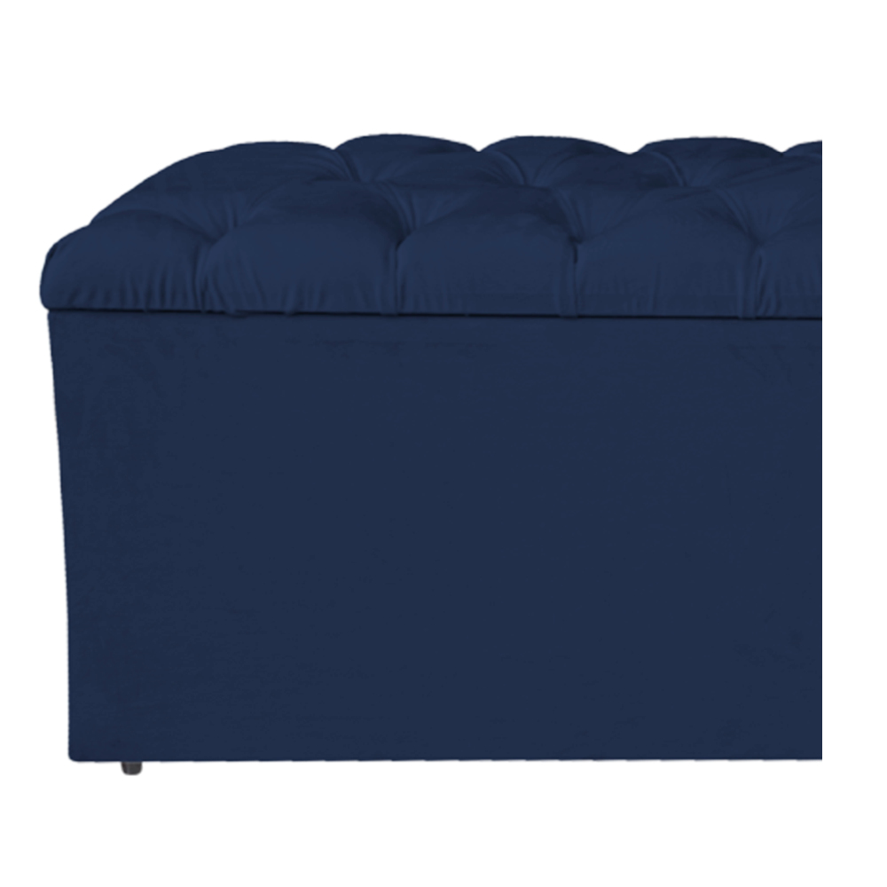 Calçadeira Estofada Liverpool 160 cm Queen Size Suede Azul Marinho - Amarena Móveis