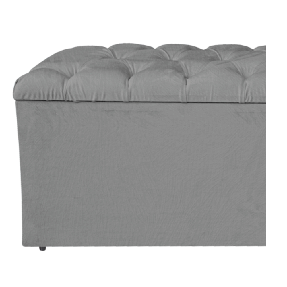 Calçadeira Estofada Liverpool 160 cm Queen Size Suede Cinza - Amarena Móveis