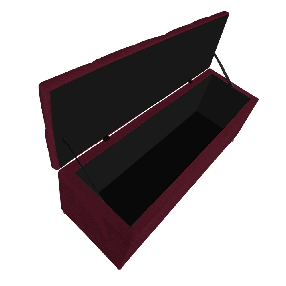 Calçadeira Estofada Liverpool 90 cm Solteiro Suede Bordô - Amarena Móveis