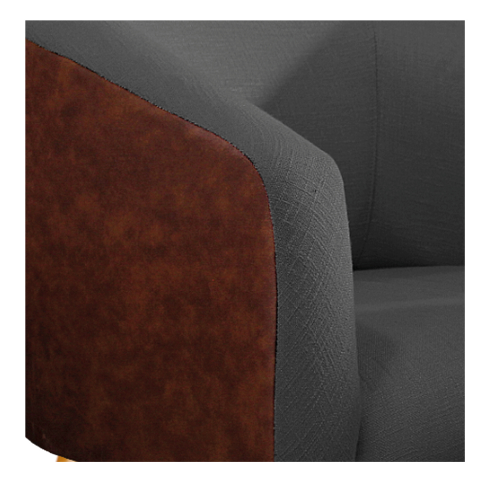 Kit 02 Poltronas Luiza Couro Ecológico Nozes e Linho Chumbo - Amarena Móveis