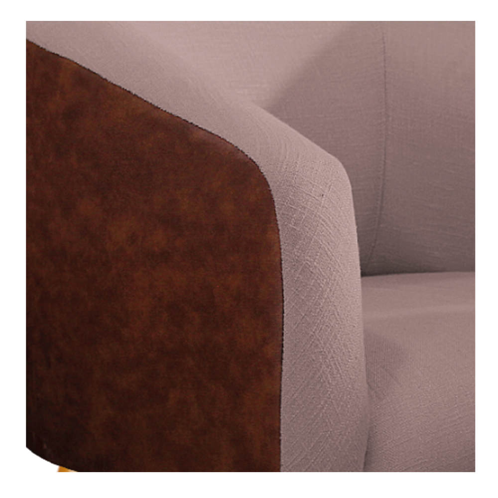 Kit 02 Poltronas Luiza Couro Ecológico Nozes e Linho Rosê - Amarena Móveis