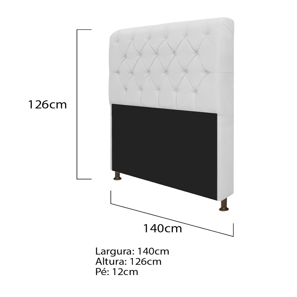 Kit Cabeceira Lady e Recamier Ari 140 cm Casal Corano Branco - Amarena Móveis