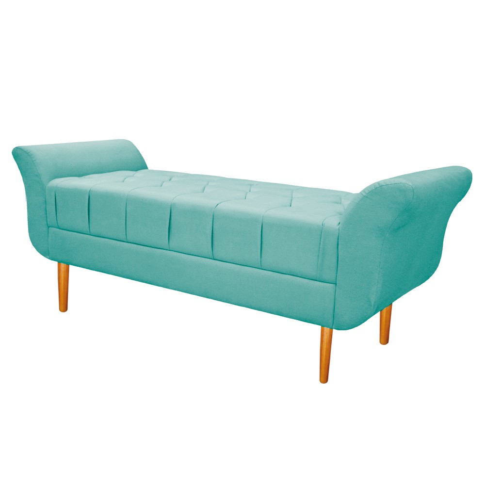 Kit Cabeceira Lady e Recamier Ari 140 cm Casal Suede Azul Tiffany - Amarena Móveis