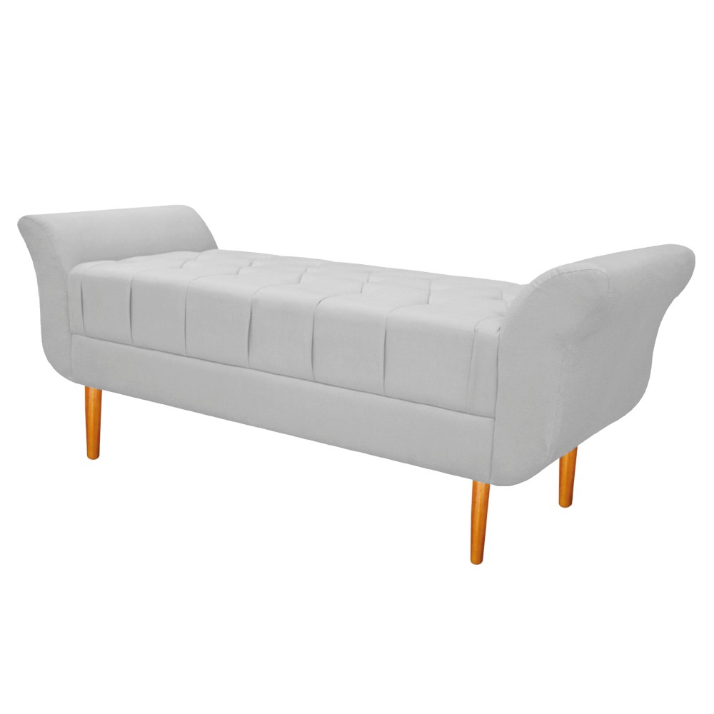 Kit Cabeceira Lady e Recamier Ari 140 cm Casal Suede Branco - Amarena Móveis
