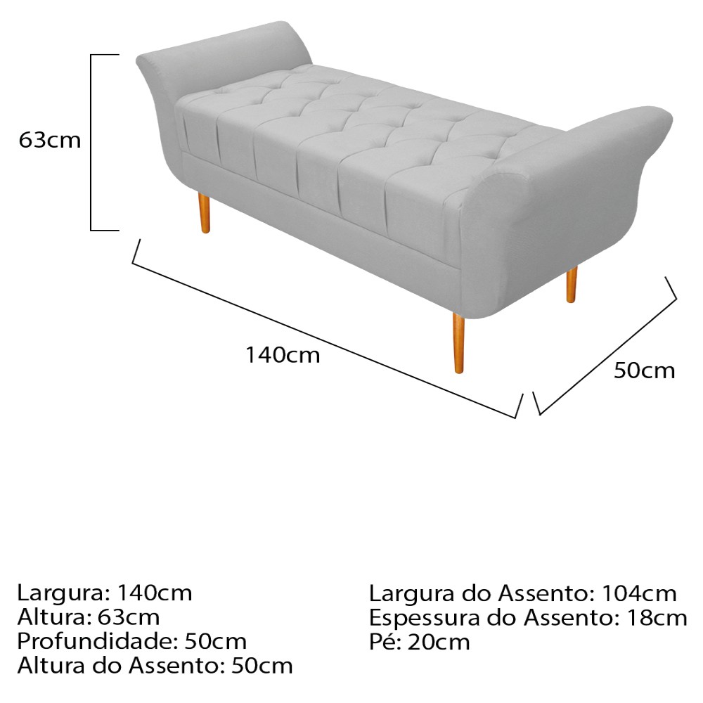 Kit Cabeceira Lady e Recamier Ari 140 cm Casal Suede Branco - Amarena Móveis