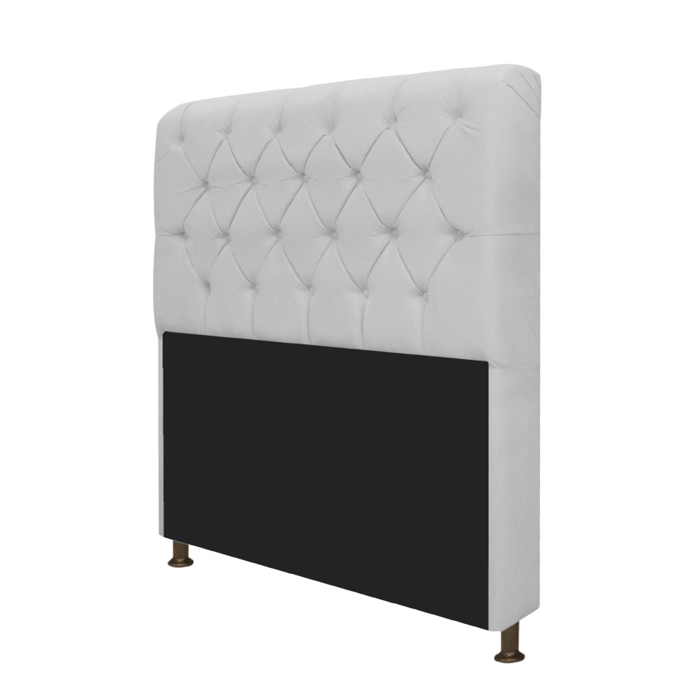 Kit Cabeceira Lady e Recamier Ari 140 cm Casal Suede Branco - Amarena Móveis