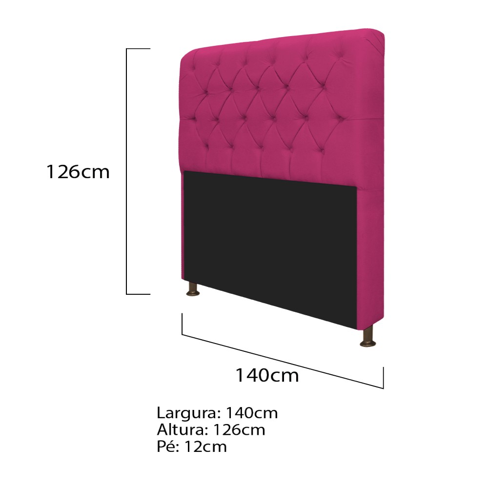 Kit Cabeceira Lady e Recamier Ari 140 cm Casal Suede Pink - Amarena Móveis