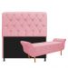 Kit Cabeceira Lady e Recamier Ari 140 cm Casal Suede Rosa Bebê - Amarena Móveis