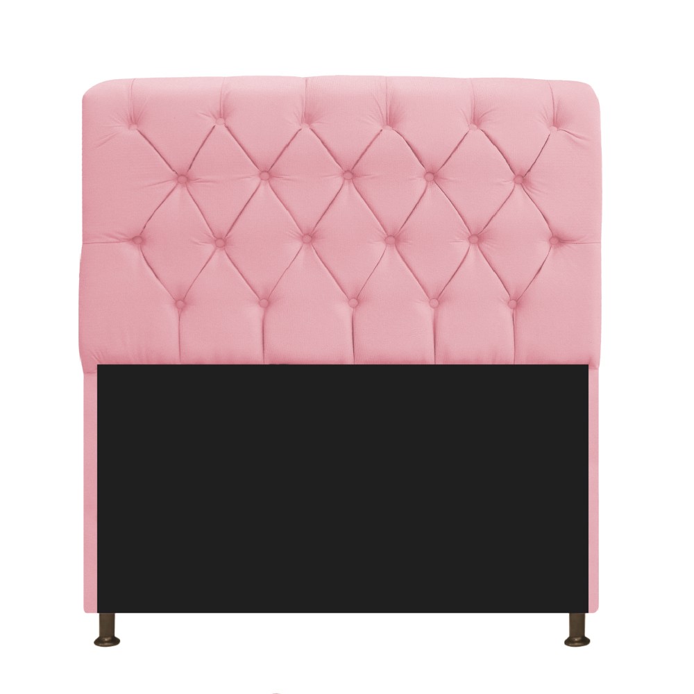 Kit Cabeceira Lady e Recamier Ari 140 cm Casal Suede Rosa Bebê - Amarena Móveis