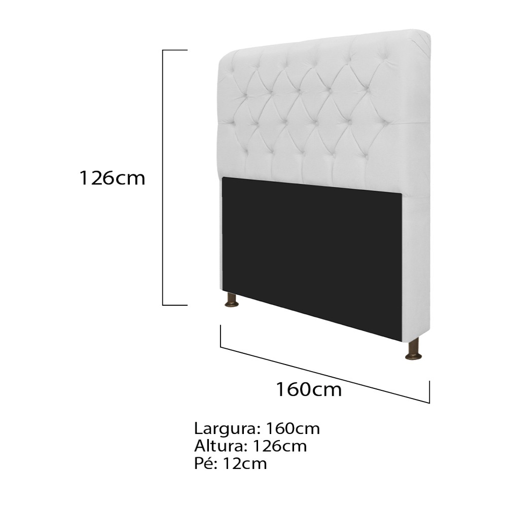 Kit Cabeceira Lady e Recamier Ari 160 cm Queen Size Corano Branco - Amarena Móveis