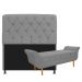 Kit Cabeceira Lady e Recamier Ari 160 cm Queen Size Corano Cinza - Amarena Móveis