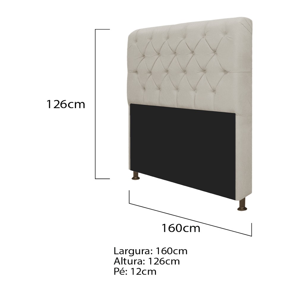 Kit Cabeceira Lady e Recamier Ari 160 cm Queen Size Suede Bege - Amarena Móveis