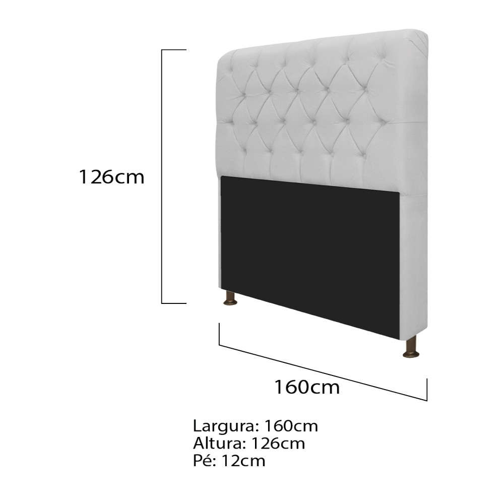 Kit Cabeceira Lady e Recamier Ari 160 cm Queen Size Suede Branco - Amarena Móveis