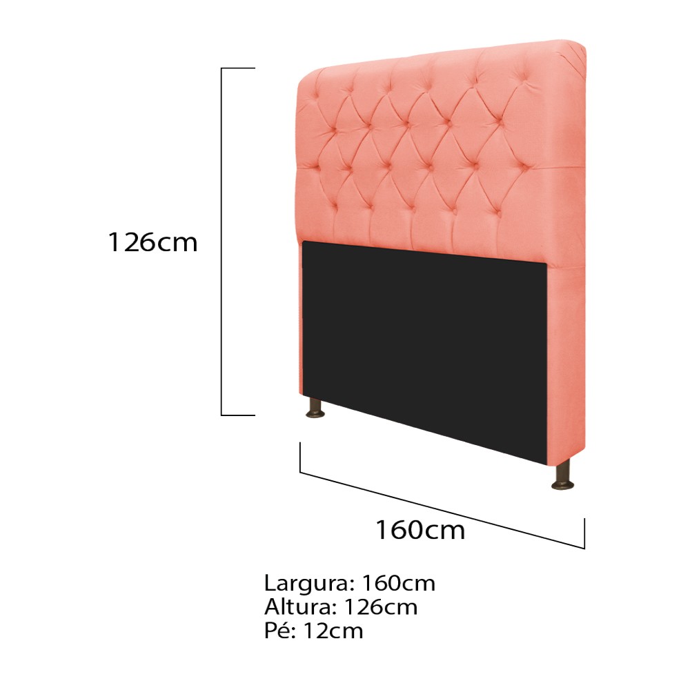 Kit Cabeceira Lady e Recamier Ari 160 cm Queen Size Suede Coral - Amarena Móveis