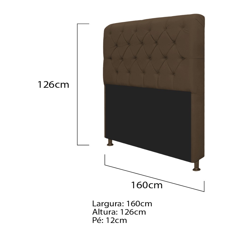 Kit Cabeceira Lady e Recamier Ari 160 cm Queen Size Suede Marrom - Amarena Móveis