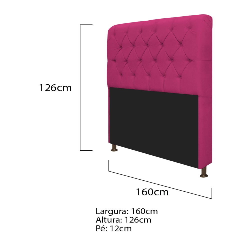 Kit Cabeceira Lady e Recamier Ari 160 cm Queen Size Suede Pink - Amarena Móveis