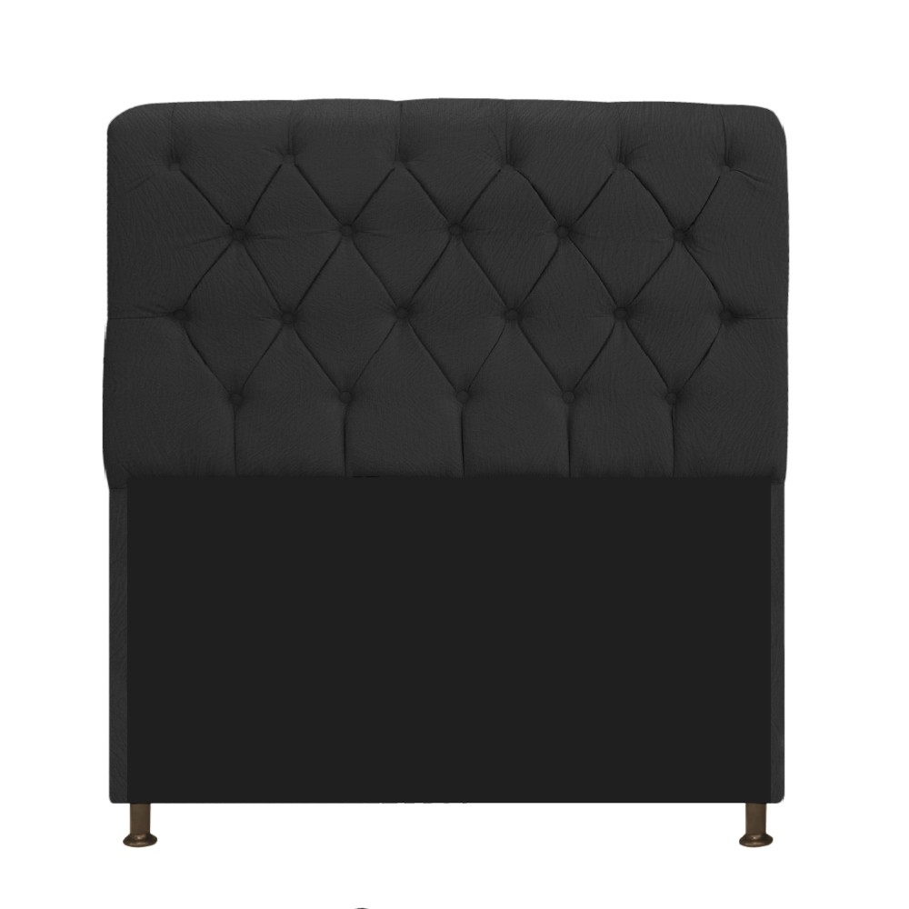 Kit Cabeceira Lady e Recamier Ari 160 cm Queen Size Suede Preto - Amarena Móveis
