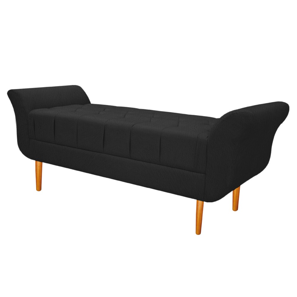 Kit Cabeceira Lady e Recamier Ari 160 cm Queen Size Suede Preto - Amarena Móveis
