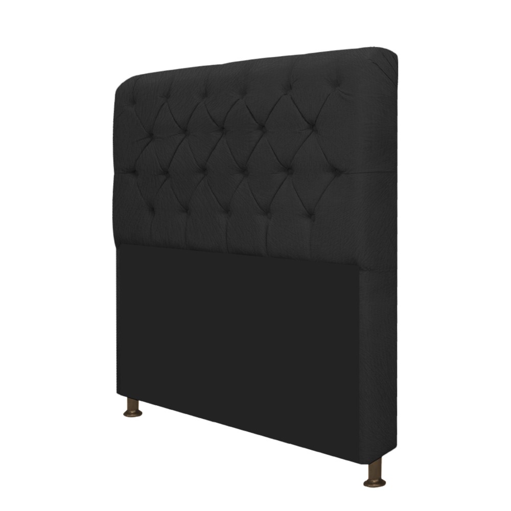 Kit Cabeceira Lady e Recamier Ari 160 cm Queen Size Suede Preto - Amarena Móveis
