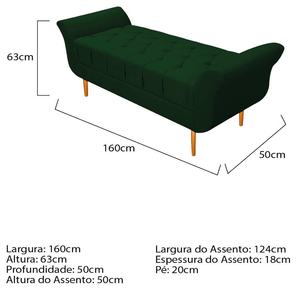 Kit Cabeceira Lady e Recamier Ari 160 cm Queen Size Suede Verde - Amarena Móveis