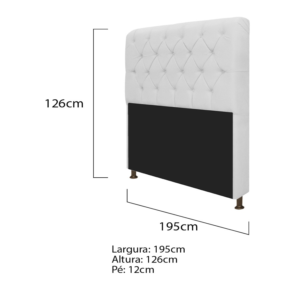 Kit Cabeceira Lady e Recamier Ari 195 cm King Size Corano Branco - Amarena Móveis